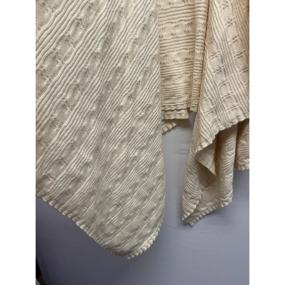 Sigrid Olsen Womens Cream Cable Knit Open Front Draped Asymmetrical Cardigan S